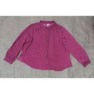 ELLE Women's  XL Chiffon Button Front Blouse